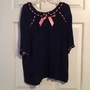 Size 14 ASOS dark blue and peach see through shirt